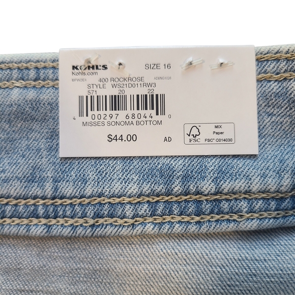 Sonoma Relaxed Pleated Front Jeans 16 NWT Light Wash High Rise Straight Leg - Picture 8 of 8